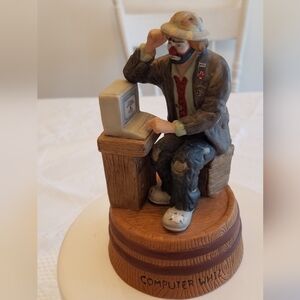 Emmett Kelly Jr Figurine Computer Whiz Man Music Box